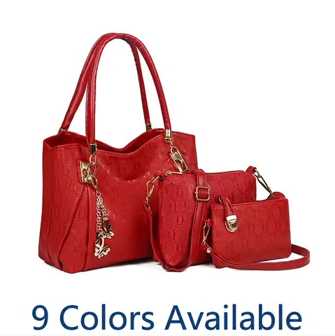 Borsa A Mano Donna Borsa A Tracolla Pochette Pelle PU Motivo In Rilievo Ciondolo Farfalla Dorata Borsa Elegante