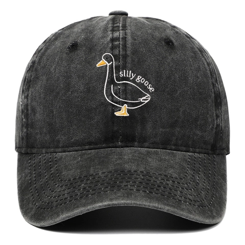 Cappellino Da Baseball Ricamo Silly Goose Cotone Lavato Distressed Vintage Oca Cartone Animato Cappello Regolabile