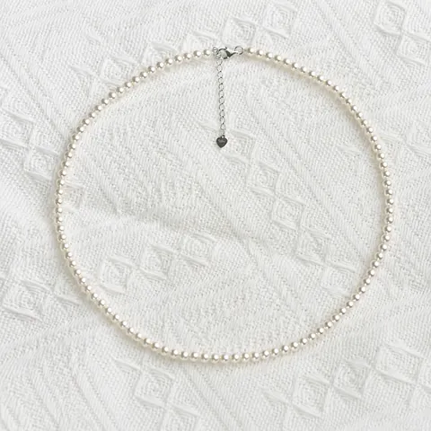Minimalist Classic Round Artificial Pearl Necklace For Women 925 Sterling Silver Clasp White Gray Pearl Choker Necklace Jewelry