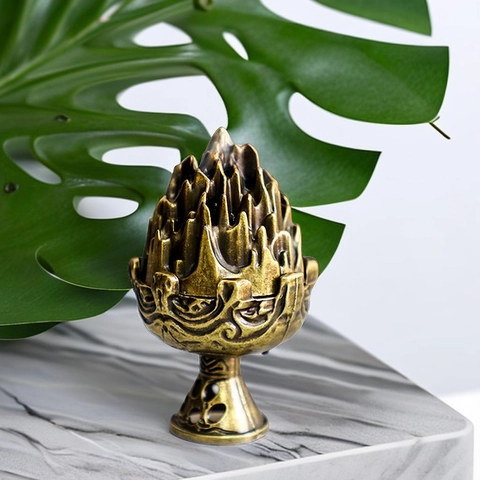 Vintage Legierung Weihrauchbrenner Boshan Censer Bergform Retro Bronze Finish Zen Meditation Desktop Dekor
