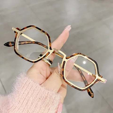 Occhiali Anti Luce Blu Esagonali Retro Montatura Ottica Poligonale In Metallo E Plastica Leggeri Unisex