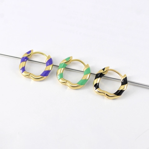 Eenvoudige Emaille Spiraal Creolen Voor Dames 925 Sterling Zilver Stift Koper Kleurrijke Druppelolie Oorbellen Mode Sieraden