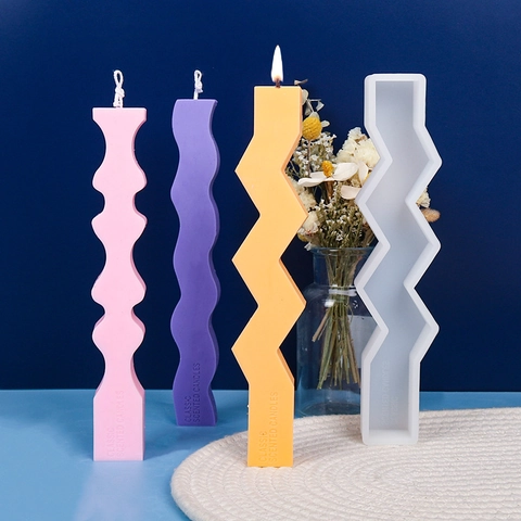 Strip Silicone Candle Mold Wave Geometric Design DIY Handmade Scented Candles Aromatherapy Crafting Reusable Easy Release