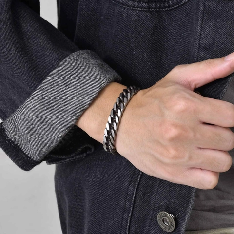 Edelstahl Panzerarmband Für Herren Retro Hip Hop Polierte Metallkette Schmuck
