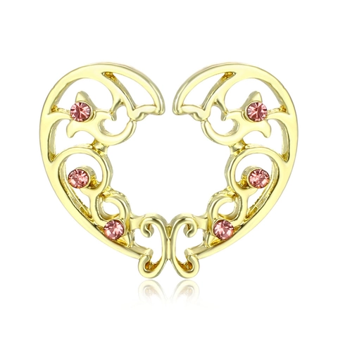 Clip De Pezón En Forma De Corazón De Aleación Con Pedrería Rosa Sin Perforación Joyas Corporales Para Mujeres Estilo Sexy