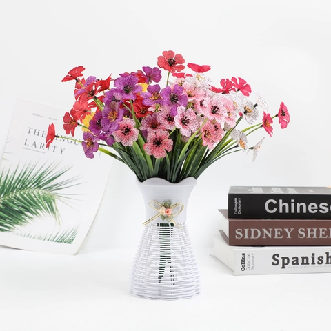 Artificial Violet Flower Bunch Satin Plastic Decorative Bouquet For Home Wedding Photography Decoration Multi Color