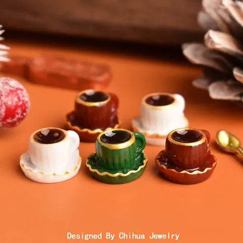 Taza De Café En Miniatura Platillo Resina Borde Dorado Simulación Food Play Accesorios Para Casa De Muñecas DIY Decoración