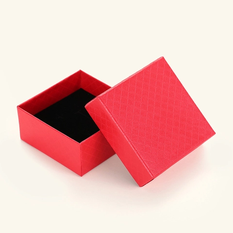 Caja De Joyería Cuadrada Regalo Cartón Patrón Rombos Con Tapas Para Anillos Collares Pendientes Almacenamiento Elegante