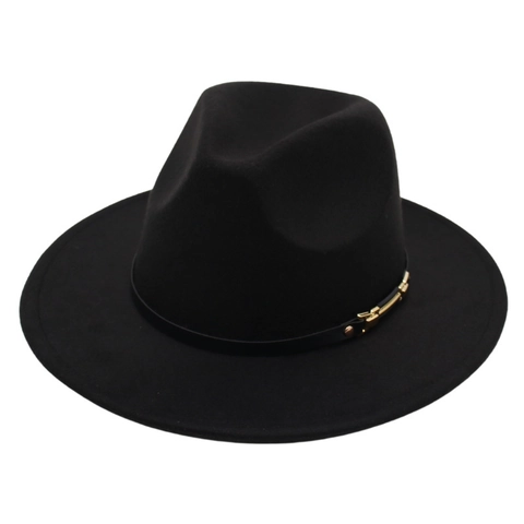 Cappello Fedora Vintage Unisex in Feltro di Cotone Tesa Larga Cappello Jazz Con Decorazione Fibbia Elegante Stile Britannico Festa Chiesa Inverno Caldo