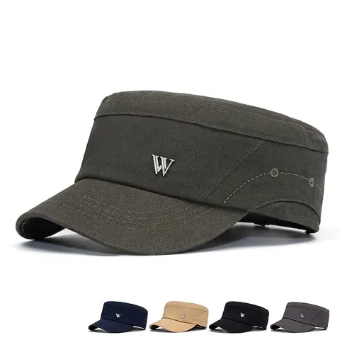 Berretto Cadet Cappello Militare A Cima Piatta In Cotone Lavato Regolabile Vintage Cappello Da Sole All'aperto Per Uomo Donna