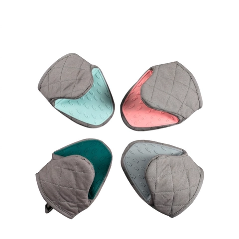 Mini Guantes De Horno Silicona Y Algodón Acolchado Resistentes Al Calor Antideslizantes Patrón Pez Microondas Hornear Cocina