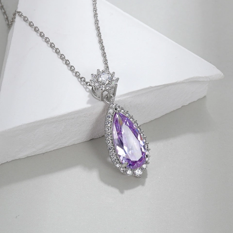 Elegante Traanhanger Halsketting Koperen Strass Ingelegde Edelsteen Halsketting Voor Vrouwen Luxe Sieraden Cadeau