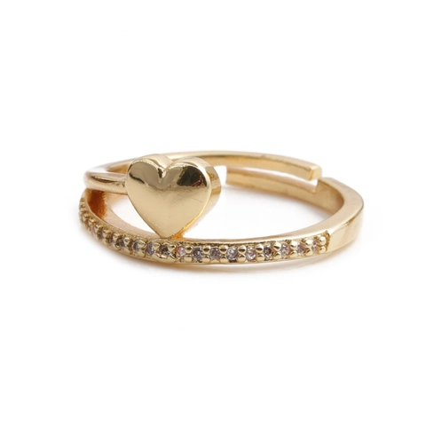Herz Stern Verstellbare Offene Ringe Kupfer Zirkon Mikropflaster Einlage Elegante Mode Schmuck Für Frauen Mädchen