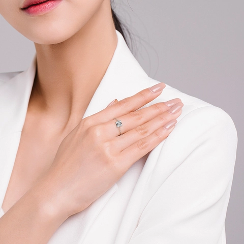 Minimalist Square Cubic Zirconia 925 Sterling Silver Adjustable Chain Ring Geometric Fashion Jewelry For Women