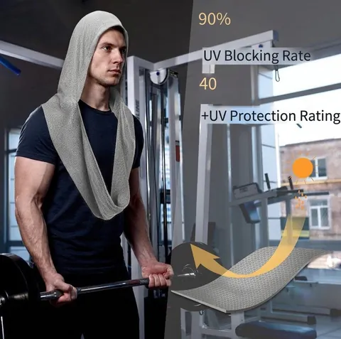 Asciugamano Con Cappuccio Refrigerante Microfibra Mesh Asciugatura Rapida Protezione Solare Sport Palestra Spiaggia Con Bottone