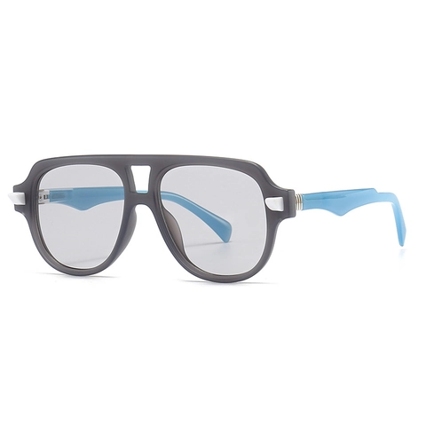 Lunettes de Soleil Pilote Vintage Monture PC Oversize UV400 Verres Dégradés Double Pont Retro Mode Lunettes de Soleil pour Extérieur Vacances Unisexe