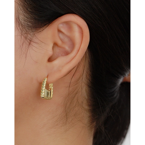 Geometric U-förmige Creolen Aus 925 Sterling Silber Mit Gerippter Textur Spirale Muster Handtaschenform Minimalistische Mode Für Frauen