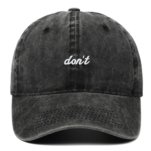Baseball Cap Washed Cotton Distressed Dont Letter Embroidery Retro Curved Brim Adjustable Unisex Outdoor Sun Hat