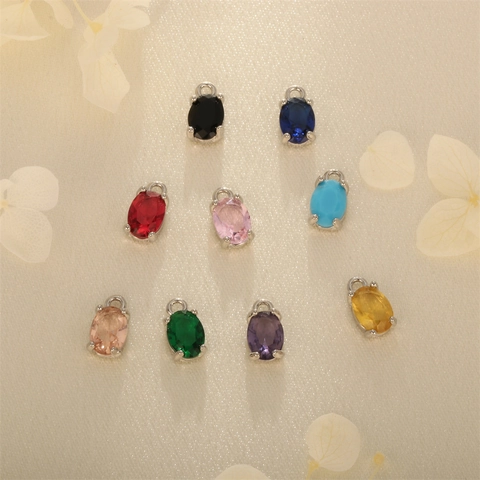 Oval Pendants Gold Plated Copper Micro Pave Cubic Zirconia Mini Charms For Diy Earrings Necklace Jewelry Making Accessory