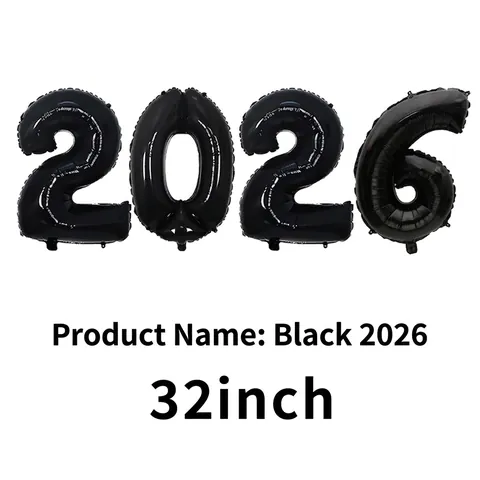 2026 Number Balloons Aluminum Foil Metallic Mylar Balloon For New Year Eve Graduation Party Decoration Anniversary