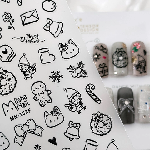 3D Relief Weihnachten Nagelaufkleber Lebkuchenmann Schneeflocke Selbstklebend DIY Maniküre Feiertag Nail Art Sticker Geprägt