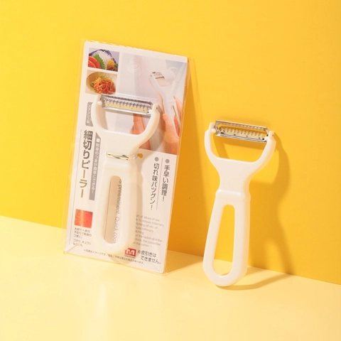 Julienne Peeler Stainless Steel Vegetable Slicer For Potato Carrot Fruit Kitchen Tools Dual Head Japanese Style White