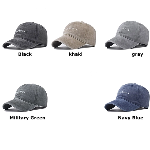 Washed Cotton Baseball Cap Retro Distressed Daddy Letter Embroidery Curved Brim Adjustable Strap Casual Dad Hat