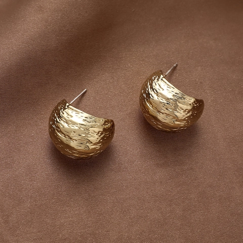 Orecchini A Lobo Geometrici A Forma Di C In Metallo Martellato Con Perno In Argento Sterling 925 Gioielli Retro Per Donne