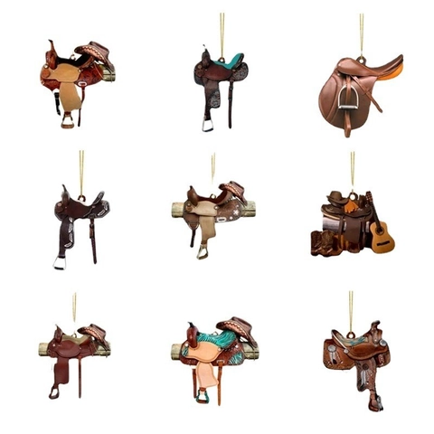 Western Cowboy Sattel Schlüsselanhänger Acryl Anhänger Mit Mini Cowboyhut Retro Reitstil Auto Schlüsselring