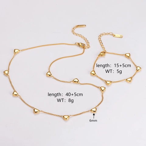 Herz Anhänger Halskette Und Armband 18K Vergoldet 304 Edelstahl Minimalistischer Schmuck Für Frauen