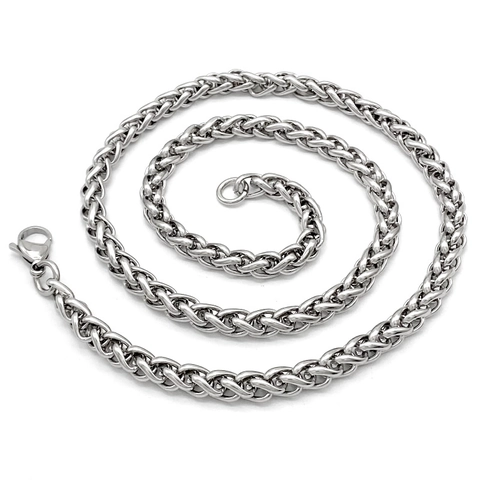 Collana A Catena In Acciaio Inossidabile Uomo Donna Hip Hop Intrecciata Spiga Punk Moda Gioielli Unisex