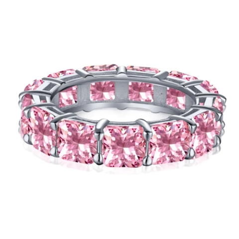 925 Sterling Silver Eternity Ring High Carbon Diamond Luxury Engagement Multi Cut Sparkly Jewelry For Women