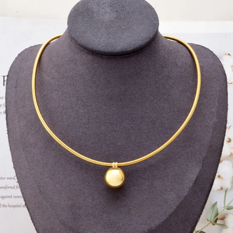 Minimalistische Ronde Bal Hanger Ketting Hoogglans Gepolijst Roestvrij Staal Magnetische Sluiting Slangenketting Choker Sieraden Dames