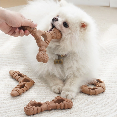 Giocattolo Da Masticare Per Cani Plastica Legno Durevole Pulizia Denti Forma Osso Resistente Ai Morsi Per Cuccioli Cani Piccoli