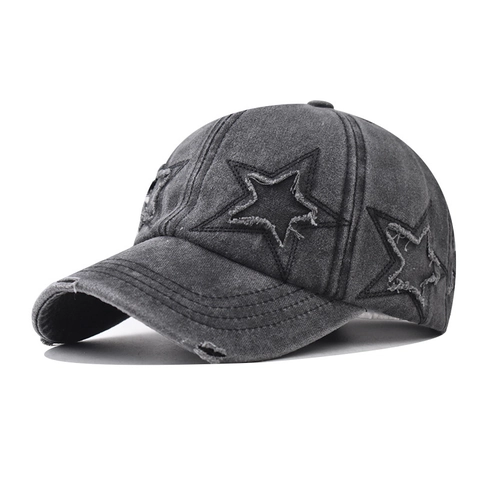 Cappello Da Baseball In Cotone Lavato Vintage Distressed Patch Stella Regolabile Streetwear Cappello Sole Per Uomo Donna
