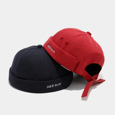 Brimless Docker Hat Cotton Canvas Russian Letter Embroidery Hip Hop Adjustable Miki Beanie Streetwear Unisex Retro