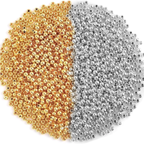 Smooth Round Spacer Beads Electroplated ABS Faux Artificial Pearl For DIY Jewelry Making Bracelet Crafting Supplies