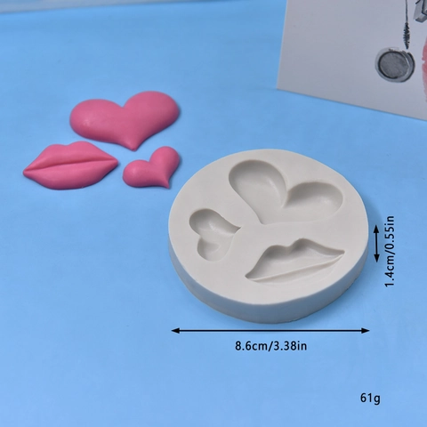 Heart And Lip Shaped Silicone Mold Round DIY Fondant Chocolate Candy Cake Decorating Baking Tool For Homemade Crafts