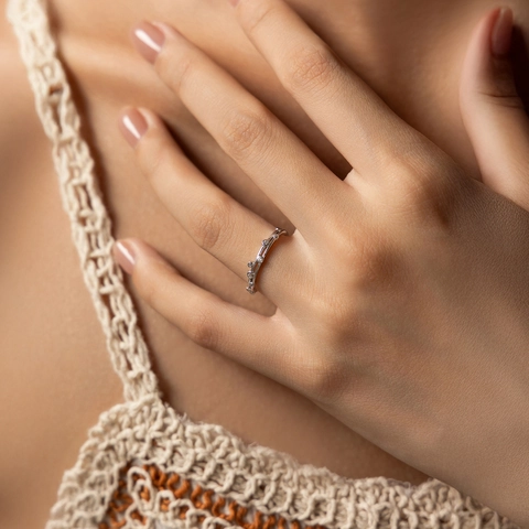 925 Sterling Silver Ring For Women Minimalist Double Layer Intertwined Lines With Sparkling Zircon Elegant Jewelry
