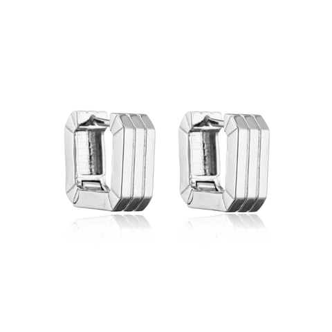 Quadratische Creolen Kupfer 18K Vergoldet Gerippt Geometrisch Minimalistisch Modeschmuck Damen