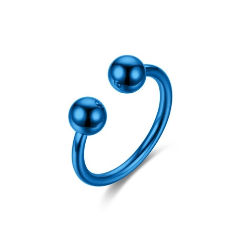 Hip Hop Offener Ring Titanstahl Doppelperle Kugelende Verstellbar Minimalistischer Knöchel Finger Zehen Schmuck