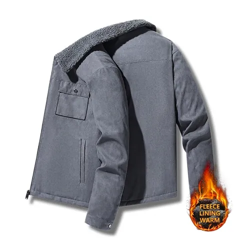 Chaqueta de Trabajo de Invierno para Hombre con Forro Polar Grueso Cálido Resistente al Viento Solapa Informal Abrigo Acolchado
