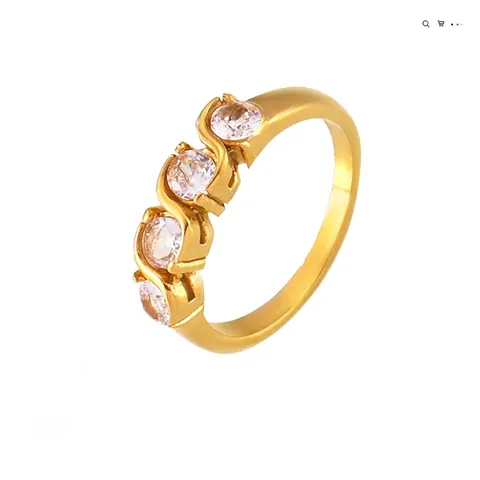 Minimalistischer Wellen Zirkonia Ring Edelstahl 18K Vergoldet S-Form Geometrischer Finger Schmuck Für Damen