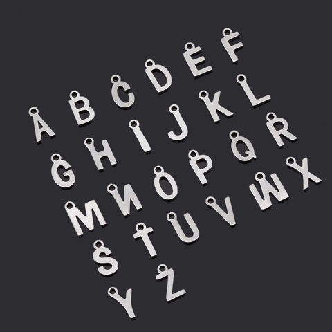 Colgantes De Letras Inglesas De Acero Inoxidable Charms De Alfabeto Pulido Para Accesorios De Fabricación De Joyas Collar Pulsera DIY