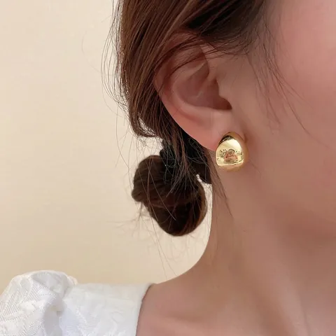 Wassertropfen Ohrstecker Mit 925 Sterling Silber Ohrstift Legierung Unregelmäßige Glatte Spiegeloberfläche Minimalistischer Schmuck