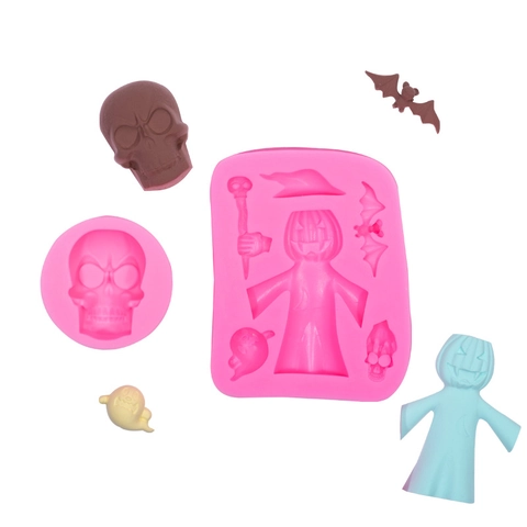 Stampo In Silicone Halloween Forme Teschio Zucca Fantasma Pipistrello Per Fondant Cioccolato Decorazione Torte DIY Argilla
