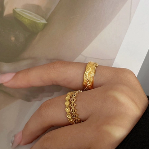 Verstellbarer Ring Aus Edelstahl Mit Geflochtener Textur Und Gedrehtem Design Western Fashion Minimalistischer Schmuck