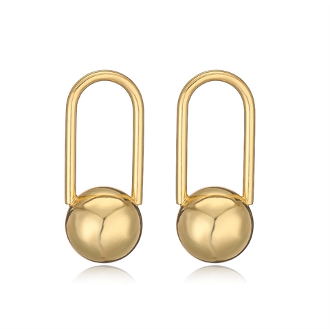 Orecchini Geometrici Minimalisti in Rame Placcato Oro a Goccia Cava per Donna Orecchini a Cerchio a Spirale di Design di Nicchia Gioielli
