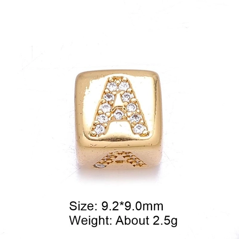 Cubic Alphabet Letter Beads Copper Micro Inlaid Zircon Large Hole For DIY Jewelry Making Bracelet Necklace Accessories