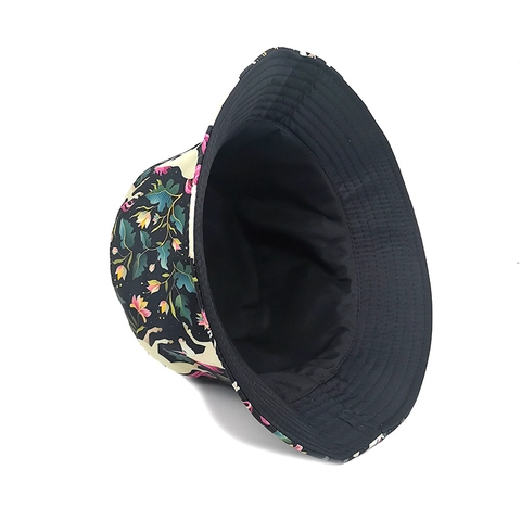 Polyester Bucket Hat Foldable Fisherman Hat Cartoon Unicorn Floral Print Summer Beach Sun Hat For Men Women